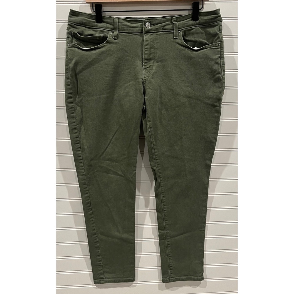Levis 711 Skinny Jeans Womens 32 Olive Green Mid Rise Stretch Denim Pants